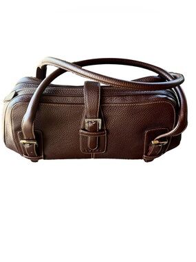 Loewe Senda Large Satchel Chocolate Pebbled Leather Handbag Made in Spain